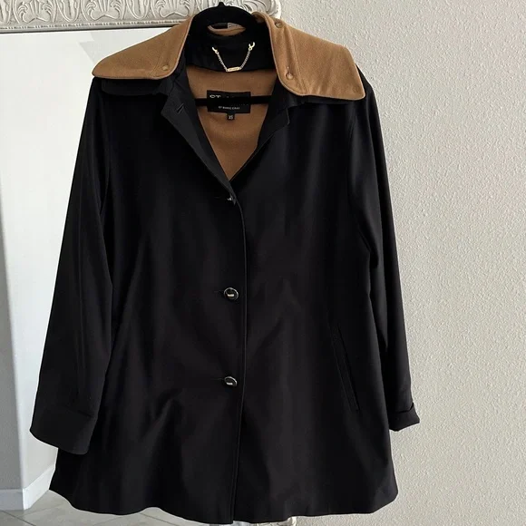 St. John Coat Collection by Marie Gray Black Coat with Removeable Cashmere Liner - Picture 1 of 4